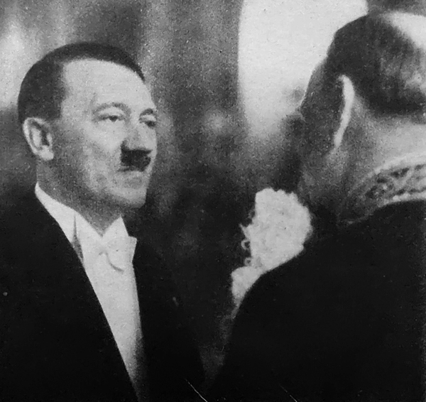 Adolf Hitler in conversation with Chilean diplomat Luis del Porto Seguro Ovalle during the New Year reception in Berlin